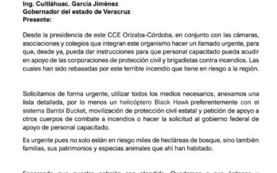 Clama CCE ayuda al gobernador Ing. Cuitláhuac García Jiménez