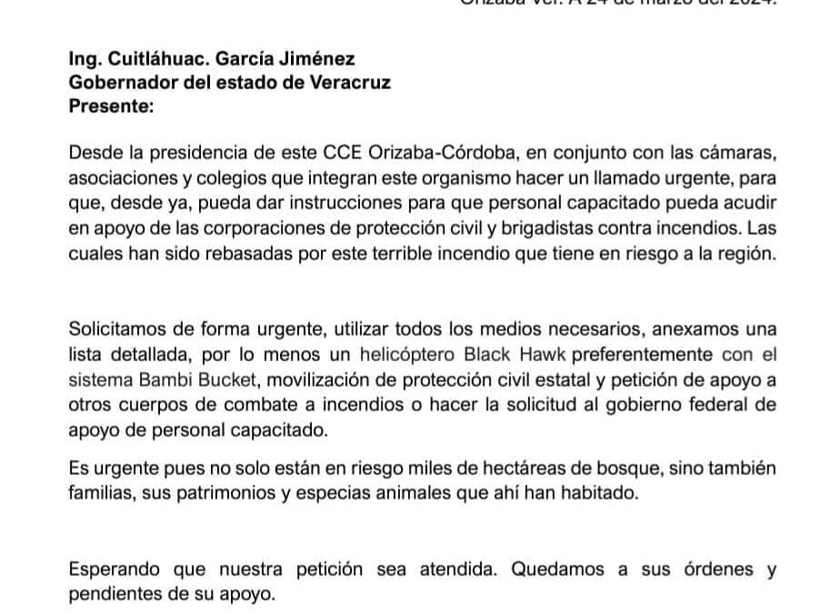 Clama CCE ayuda al gobernador Ing. Cuitláhuac García Jiménez